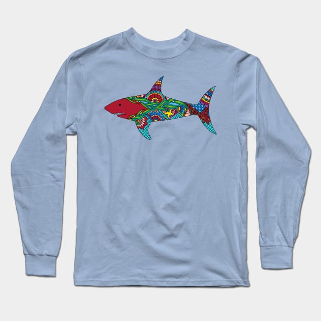 Henna Shark Long Sleeve T-Shirt by HLeslie Design